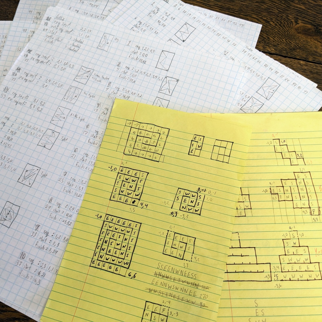 Note paper used when creating mazes.